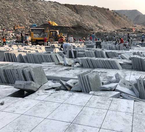 Kota Stone mine with cut slabs and active material handling